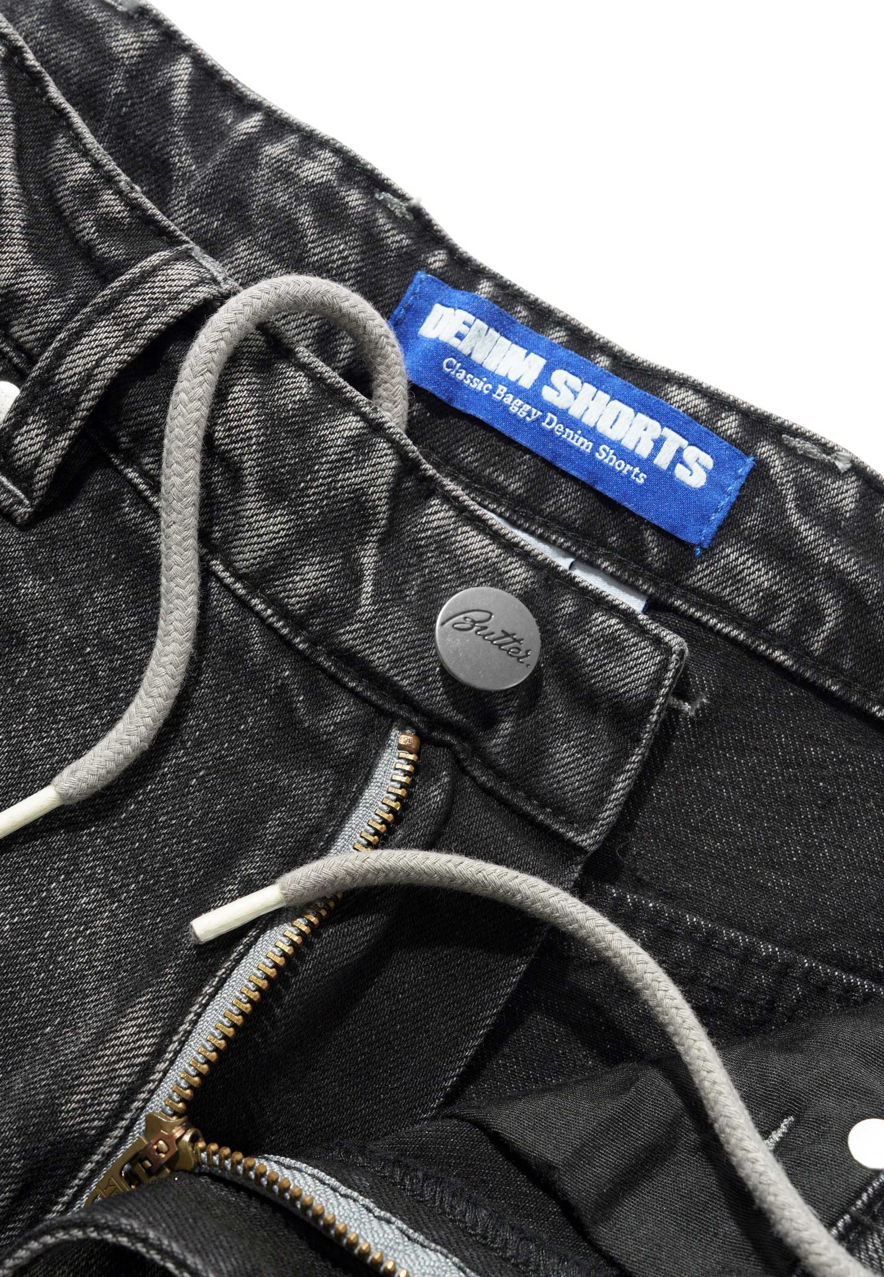 Butter Goods 'Drummer' Baggy Denim Shorts (Streaky Black) - Image 4