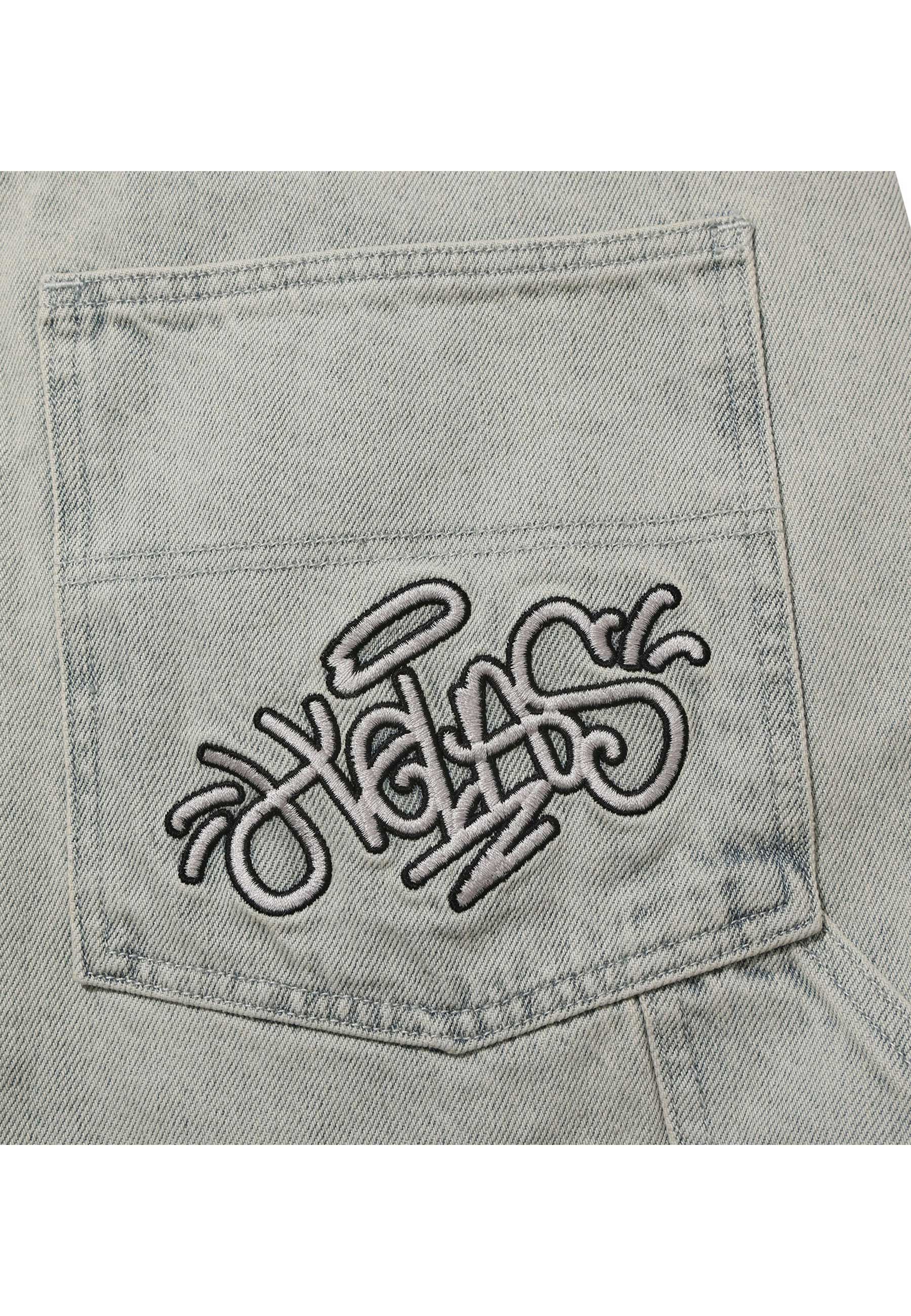 Helas Double Knee Jean Shorts (Light Blue) - Image 4